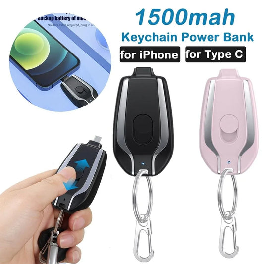 Mini Keychain Smartphone 1500mAh Portable Power Bank Emergency Charger for Iphone Android Emergency Power